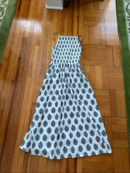 J. Crew Dresses & Skirts - J.Crew White Maxi Dress with Navy Floral Print